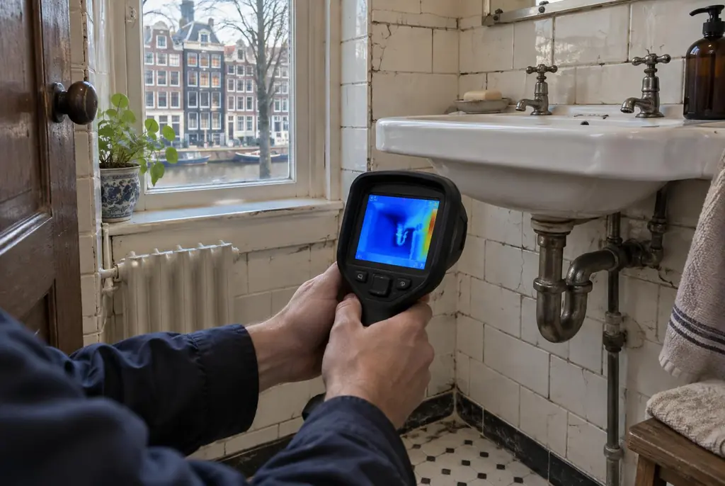 Lekdetectie Krimpen aan den IJssel – badkamer met oude leidingen achter de tegels