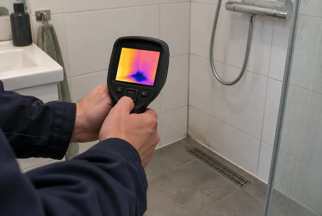 Lekdetectie Krimpen aan den IJssel – lekdetectiespecialist met warmtebeeldcamera in een badkamer